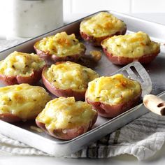 some food is sitting on a pan and ready to be eaten