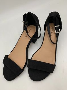 Torrid Women's Faux Suede Strappy Block Heel -Attention: This is a plus size shoe Item is brand new with original tags  Auction includes: 1 pair of shoes Size 7.5 Features: Buckle closure, faux suede, block heel Strappy Block Heels, Black Block Heels, Shoes Size 7, A Plus, Faux Suede, Shoes Women Heels, Block Heels, Shoes Heels, Shoe Accessories