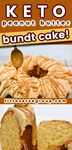 there is a bundt cake with caramel icing on the top and bottom