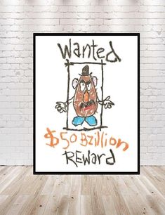 a painting on a brick wall that says wanted $ 50 billion reward