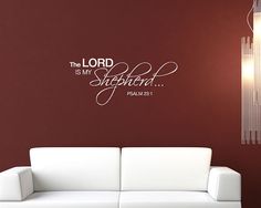 the lord is my strength wall decal with bible verse in white on red background