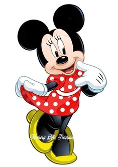 a cartoon mickey mouse with red and white polka dots on it's face, arms and legs