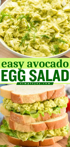 Avocado Egg Salad makes the perfect sandwich. Easy to throw together with the perfect flavors, you will love this spin on the classic egg salad. Salad With Boiled Egg Recipes, Avocado Egg Salad With Cottage Cheese, Egg Salad Recipe With Avocado, Cottage Cheese Egg Salad Avocado, Avocado Egg Salad Sandwich, Egg And Avocado Salad, Avocado Foods, Egg Avocado Salad