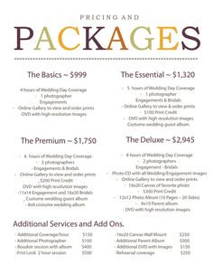 the wedding packages are available for purchase