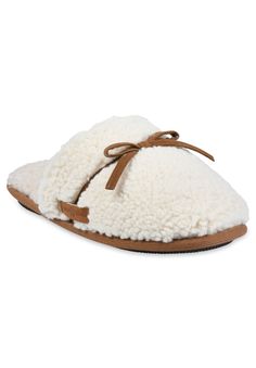 classic easy on/off scuff style with a luxurious berber upper and faux shearling lining and insole that snuggle your feet. Our dual insole foam system featuring memory foam cradles your feet for added comfort. The TPR outsole is great for lounging indoors but durable for outdoor use. this is another great slipper option from GaaHuu.100% polyester Upper100% polyester LiningTPR OutsoleSlipper available in sizes Small 5-6, Medium 7-8, Large 9-10 | Women's Berber Faux Suede Tie Scuff Slipper by GaaH Winter Slippers With Plush Lining And Round Toe, Comfy Synthetic Slippers For Winter, Winter Synthetic Slippers With Textured Footbed, Winter Slippers With Plush Lining, Cozy Closed Toe Winter Slippers, Winter Slippers With Cushioned Footbed, Winter Synthetic Slippers With Cushioned Footbed, Fall Synthetic Slippers With Cushioned Footbed, Fall Season Synthetic Slippers With Cushioned Footbed