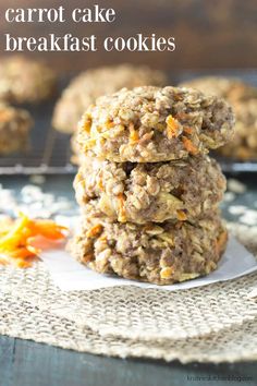 three oatmeal cookies stacked on top of each other