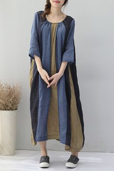 Summer Vintage Art Plus Size Linen Dress Long Casual Clothes Q9191 Plus Size Linen Dress, Bjd Fashion, Plus Size Fashion Dresses, Plus Size Linen, Maxi Shift Dress, Long Linen Dress