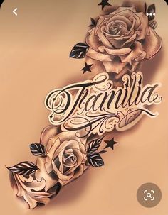 an old school tattoo design with roses and stars on it's arm that says vanilla