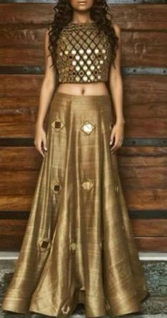 Mirror work embroidery                                                                                                                                                      More Orang India, Latest Lehenga Designs, Gaun Fashion, Lehenga Designs, Indian Attire, Indian Fashion Dresses, Designer Dresses Indian