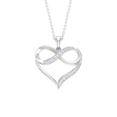 Moissanite Infinity Heart Pendant Necklace - Rosec Jewels Elegant Open Heart Diamond Necklace With Accents, Diamond White Infinity Necklace With Diamond Accents, White Diamond Open Heart Necklace For Wedding, Diamond White Infinity Necklace, White Open Heart Diamond Necklace For Wedding, White Infinity Necklace For Anniversary, Diamond White Open Heart Diamond Necklace For Wedding, Elegant Open Heart Diamond Necklace In Diamond White, Wedding Diamond White Open Heart Diamond Necklace