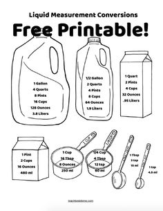 the instructions for how to make liquid measurement conversions with free printables