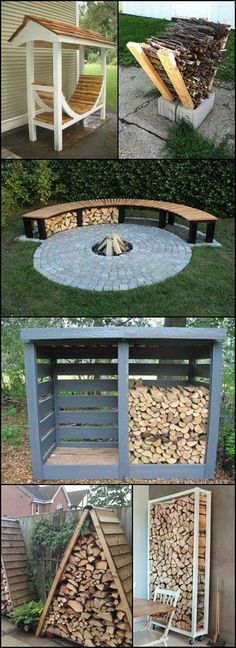 the fire pit is made out of logs