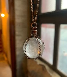 Crystal Ball Necklace, Ball Necklace, Jewelry Repair, Fantasy Jewelry, Clear Quartz Crystal, Healing Stone, Glass Ball, Brass Chain, Pretty Jewellery