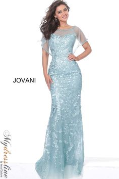 Looking for a breathtaking evening dress? Check out the Jovani 04458! This gorgeous gown features delicate embroidery on the sheer neckline, giving it an extra touch of elegance. The fitted silhouette flatters your figure, while the flowing skirt creates a beautiful movement as you walk. Whether you're attending a formal event or a black-tie gala, this dress is sure to make you look and feel your best. Quinceanera Ideas, Lace Evening Gowns, Jovani Dresses, Glamorous Dresses, Form Fitting Dress, Print Dresses, Floor Length Dresses, Lace Fashion, Bride Dresses