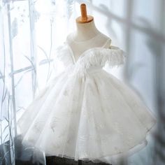 DreamyVow Shiny White Flower Girl Dress Arabic Princess Baby Kids Wedding Birthday Party Holiday Ball Gown 2024 J382-DreamyVow Wedding Frocks, Kid Dress, Child Fashion, Puffy Dresses, Infant Flower Girl Dress, White Flower Girl Dresses, Kids Gown, Princess Gown, Christening Dress