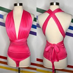 Brand New Never Worn. Brand Marked To Prevent In Store Returns. Pink Halter Neck Bodysuit For Party, Pink Halter Neck Bodysuit, Pink Halter Neck Party Bodysuit, Pink One-piece Bodysuit For Night Out, Strappy Bodysuit, Free People Tops, Hot Pink, Free People, In Store