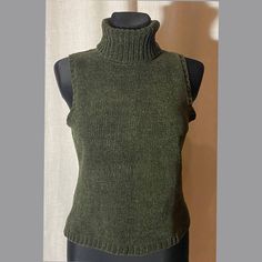 New in good condition. Vintage dark olive very soft vest with turtleneck. Brand: Dresbarn    Size: USA S    Material: 100% acylic Measurements: Lay flat and tied closed Shoulder width; 33 cm, 13 inches Width under the sleeves; 45 cm, 18 inches Length; 55 cm, 22 inches Be careful with measurements, because waist, hip and chest circumference must be multiplied by 2 If you have any questions or need additional pictures, write. We do not accept the product back, so it is imperative to make sure that Turtleneck Sweater Vest, Corduroy Blouse, Cozy Vest, Knitted Turtleneck, Soft Vest, Oversized Vest, Green Turtleneck, Sleeveless Knit Top, Sleeveless Turtleneck