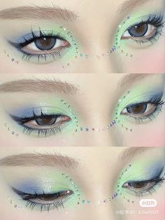 Fish Makeup Looks, K Pop Makeup, Futuristic Makeup, Gem Makeup, Fish Makeup, Pop Makeup, Subtle Makeup, Cute Eye Makeup, Rave Makeup