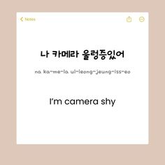 the korean text reads i'm camera shy, and it is written in two different languages