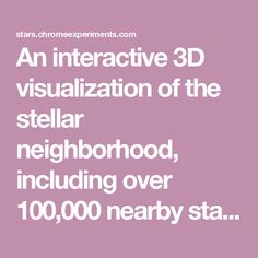 An interactive 3D visualization of the stellar neighborhood, including over 100,000 nearby stars. Created for the Google Chrome web browser. Space News, Everything Is Energy, Chrome Web, Teaching History, Blog Sites, Teaching Activities, 3d Visualization, Google Chrome