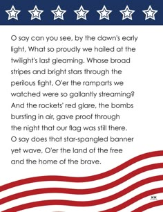 an american flag poem with stars on it