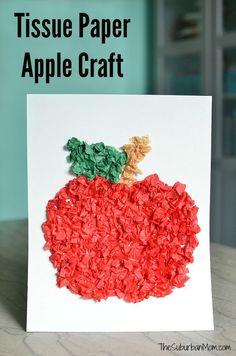 this tissue paper apple craft is so cute and easy to make it's the perfect fall art project for kids