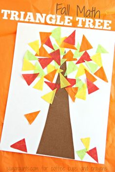 a paper cut out of a tree with the words fall math triangle tree on it