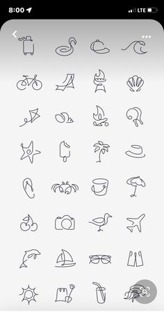 the icons are drawn in black and white on a cell phone, which is displaying different symbols