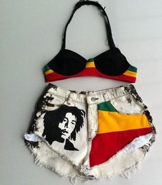 Reggae Concert Outfit, Dancehall Outfits, Rasta Clothes, Caribbean Fashion, Reggae Style, Skirt Pencil, Cute Comfy Outfits, Cute Bikinis