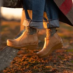 The Frankie pull-on ankle boot features twin goring for easy on and off, a roomy reinforced toe-box, an anatomically contoured midsole, and an anti-fatigue rocker bottom. Dansko Boots Outfit, Dansko Clogs Outfit, Dansko Boots, Teacher Shoes, Mary Jane Clogs, Clog Boots, Wide Heels, Wishful Thinking, Leather Clogs