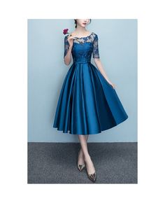 Buy pleated blue midi party dress with illusion sleeves at cheap price online. Free stable shipping and pro custom service since 2009. Blue A-line Midi Dress For Prom Season, Blue Knee-length Dress For Prom Season, A-line Party Dress With Illusion Neckline, Prom Dress With Illusion Neckline, Knee-length, Blue Evening Dress For Prom Party Season, Blue Evening Dress For Prom And Party Season, Blue Evening Dress For Prom In Party Season, Evening Knee-length Dress With Illusion Neckline, Knee-length Blue Evening Dress For Prom