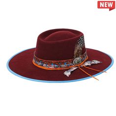 The DIXIE from the Stampede Collection is a stunning hat crafted from wool felt with genuine leather band, a turquoise jewel buckle, ribbon with feather insert, and a suede chord. With a 4 inch flat brim, the DIXIE is the perfect addition to your fall wardrobe for a stylish and sophisticated look. To The Bone, Bad To The Bone, Felt Fedora, The Bone, Wide Brimmed Hats, Brim Hat, Fedora Hat, Wool Hat, Fall Wardrobe