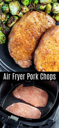 air fryer pork chops and brussel sprouts