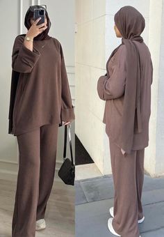 Ensemble Hijab, Cute Hijabi Outfits, Muslim Girl Outfits, Brunch Outfit Winter, Simple Work Outfits, Hijabi Fashion Casual, Fashion Top Outfits, Hijab Chic, Embroidery Designs Fashion