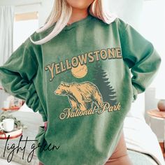 Yellowstone Sweatshirt Comfort Colors National Parks Shirt Hiking Sweatshirt Nature Shirt Adventure Yellowstone Gifts Yellowstone Park Shirt by WhiteOakDesignsUS on Etsy Casual Outdoor Sweatshirt With Screen Print, Casual Outdoor Screen Print Sweatshirt, Casual Sweatshirt With Screen Print For Outdoor Activities, Yellowstone Sweatshirt, National Park Sweatshirt, National Park Shirt, Yellowstone Park, Dyed Sweatshirt, Resort Shirt