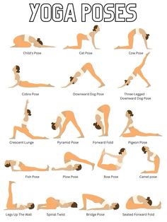 a woman doing yoga poses with the words, how to do yoga poses for beginners