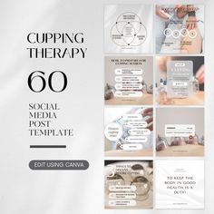 Step into the world of relaxation and wellness with our Cupping Therapy Instagram Post Template. This template is designed to showcase the ancient practice of cupping therapy in a modern and visually appealing way, this template allows you to highlight the benefits of cupping therapy and attract more clients to your practice This template will be allowing you to effortlessly customize each post to match your brand's personality. With just a few clicks, your Instagram feed will be a mesmerizing gallery of your designs masterpieces. Suitable for:  - Holistic Therapist - Cupping Therapist - Massage Therapist - Chinese Massage Therapist - Health & Wellness Coaches Each template can be easily edited using ONLY canva account!. ⭐️ What's included:  ⭐️ 60 CUPPING INSTAGRAM POST TEMPLATES FOR SOCIA Benefits Of Cupping, Chinese Massage, Health And Wellness Quotes, Cupping Therapy, Publication Instagram, Health And Wellness Coach, Social Media Marketing Content, Wellness Quotes, Marketing Content