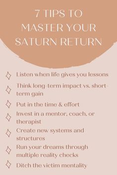 the 7 tips to master your saturn return in this info sheet, you can use it for