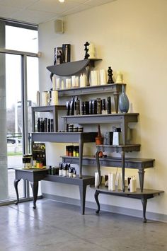 the shelves are filled with different types of personal care products