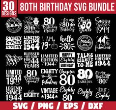 the 30th birthday svg bundle is shown in black and red with white lettering on it