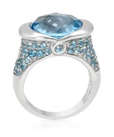 11.88 ctw Natural Sky Blue Topaz 14k White Gold Fashion Right Hand Ring View 1 Multi-stone Blue Topaz Ring For Formal Occasions, Blue Topaz Multi-stone Ring For Formal Occasions, Modern Topaz Ring With Gemstone Accents For Formal Occasions, Formal Multi-stone Blue Topaz Ring, Half Bezel, Right Hand Ring, Right Hand Rings, Hand Ring, Sky Blue Topaz