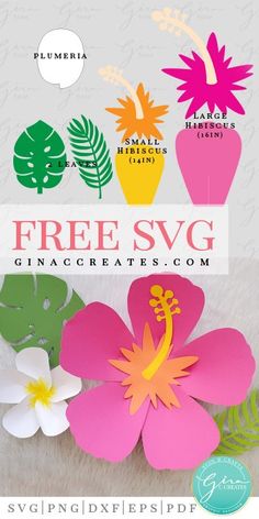 paper flowers with the words free svg on them