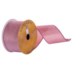 a spool of pink ribbon on a white background with the word victoria printed on it