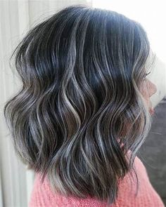 how do you blend gray hair with dark brown hair - Rhett Lin Gray Babylights On Dark Hair, Grey Babylights, Brown Hair With Grey, Brown Hair With Grey Highlights, Hair With Grey Highlights, Black Hair With Ash Highlights, Blended Brunette, Gray Highlights Brown Hair, Brown Hair Pictures