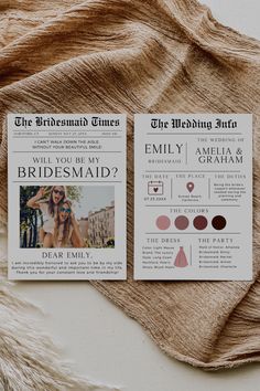 Are you tired of the same ol' bridesmaid proposal cards? This customizable newspaper bridesmaid and maid of honor proposal card template will help you create a memorable and personalized card that they'll love! Don't wait, click the link to visit this beautiful DIY template! Bridesmaid And Maid Of Honor, Bridesmaid Info Card, Mauve Bridesmaid, Bridesmaid Proposals, Bridesmaid Pearls, Wedding Info, Bridesmaid Proposal Cards, Proposal Box