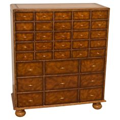 an old wooden dresser with many drawers