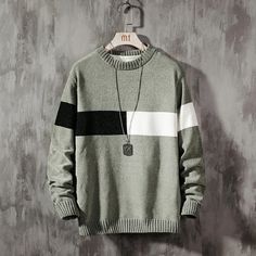 Loose-colored pullover sweatshirt – The Men's Outfits Korean Colors, Men Hoodies, Color Block Sweater, Winter Casual, Grey Sweatshirt, Gray Jacket, Grey Sweater, Pullover Sweatshirt, Colorful Sweaters