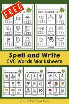 the printable spelling worksheet for spell and write cvc words with pictures