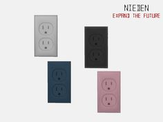 three different types of electrical plugs with the words negen explain the future on them