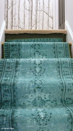 Learn how to install stair runners using runner rugs! Customize your decor on a budget! This DIY project will make your old stairs look so modern! #semiglossdesign #staircase #stairs #stairrunner #homeimprovement Stair Runner Diy, Wood Bowl Decor, Diy Privacy Fence, Basket Makeover, Staircase Runner, Carpet Squares